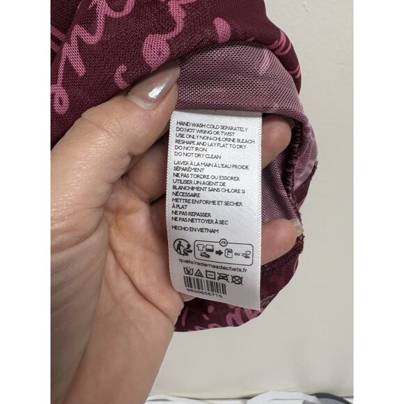 Maeve Anthropologie Mesh Script Print Draped Cowl Neck Ruched Tank Top S - Picture 7 of 8